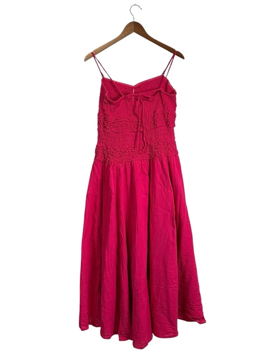 Free People Women’s L Pink Sparkling Moment Drop-Waist Cotton Midi Dress - Picture 3 of 10